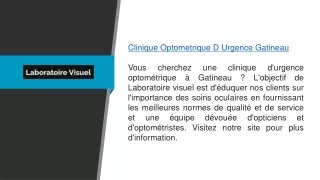 clinique optometrique d urgence gatineau vous