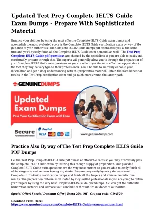 Important Complete-IELTS-Guide PDF Dumps for Prime Scores