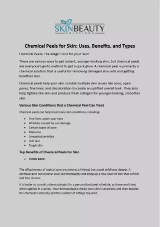 Chemical Peels for Skin: Uses, Benefits, and Types