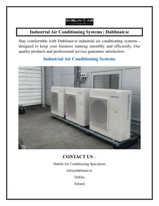 Industrial Air Conditioning Systems  Dublinair.ie