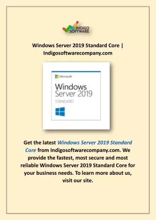 Windows Server 2019 Standard Core | Indigosoftwarecompany.com