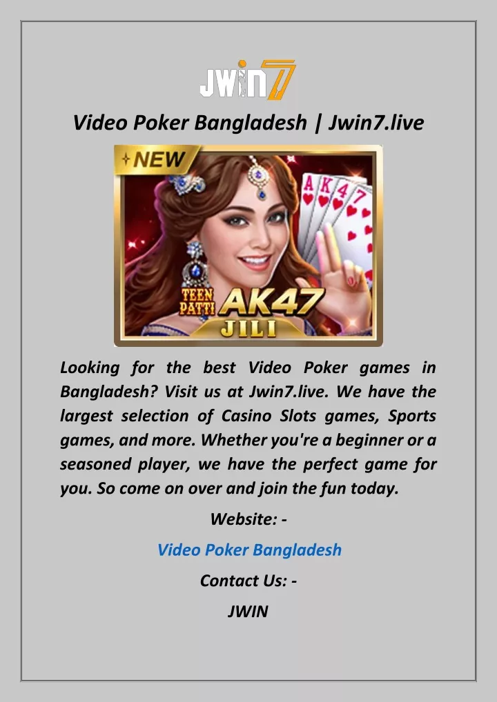 video poker bangladesh jwin7 live