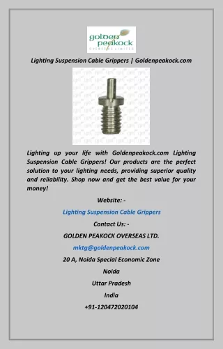 Lighting Suspension Cable Grippers  Goldenpeakock