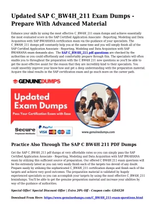 C_BW4H_211 PDF Dumps - SAP Certification Made Simple