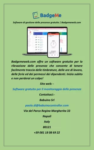 Software di gestione delle presenze gratuito  Badgemeweb