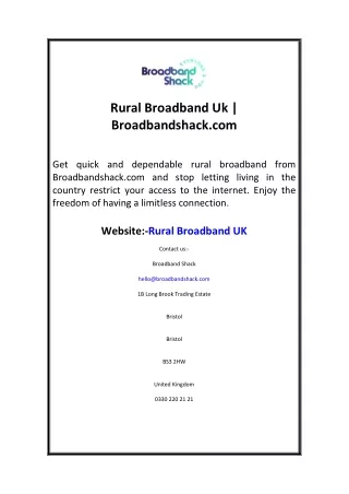 Rural Broadband Uk Broadbandshack.com