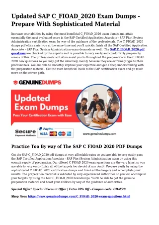 C_FIOAD_2020 PDF Dumps The Best Source For Preparation