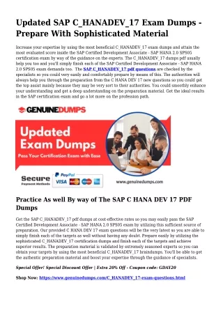 C_HANADEV_17 PDF Dumps - SAP Certification Created Straightforward