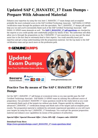 C_HANATEC_17 PDF Dumps - SAP Certification Produced Easy