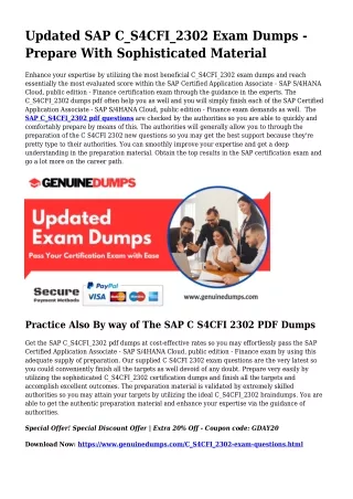 C_S4CFI_2302 PDF Dumps For Most effective Exam Good results