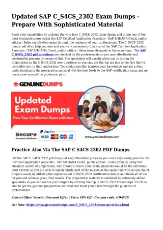 C_S4CS_2302 PDF Dumps For Greatest Exam Achievement