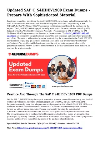 C_S4HDEV1909 PDF Dumps To Increase Your SAP Trip