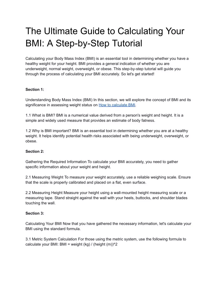 the ultimate guide to calculating your bmi a step