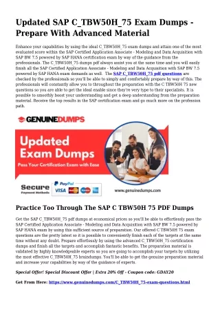 C_TBW50H_75 PDF Dumps To Speed up Your SAP Quest