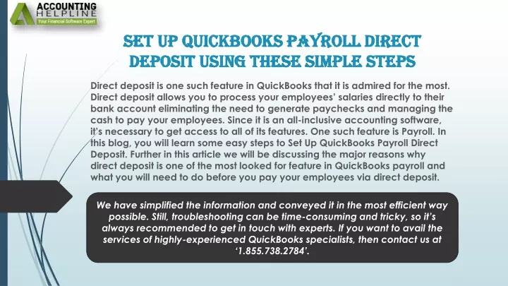 set up quickbooks payroll direct deposit using these simple steps