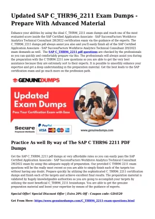 C_THR96_2211 PDF Dumps For Most effective Exam Accomplishment