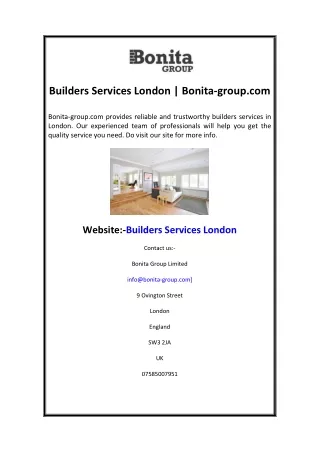 Builders Services London Bonita-group.com