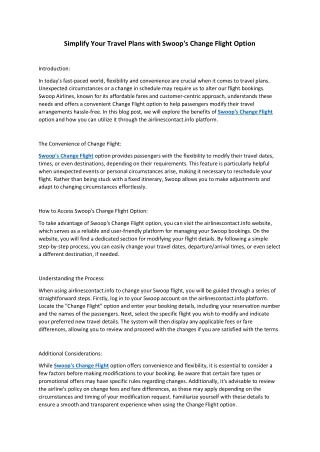 Simplify Your Travel Plans with Swoop's Change Flight Option