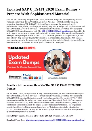 C_TS4FI_2020 PDF Dumps For Greatest Exam Achievement