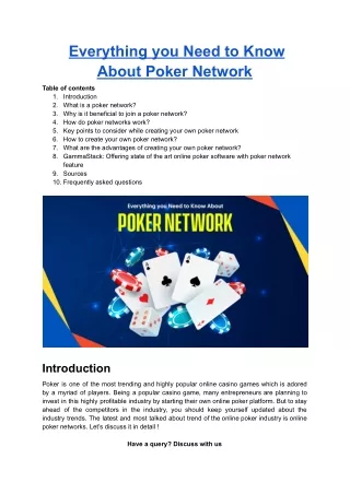 everything you need to know about poker network