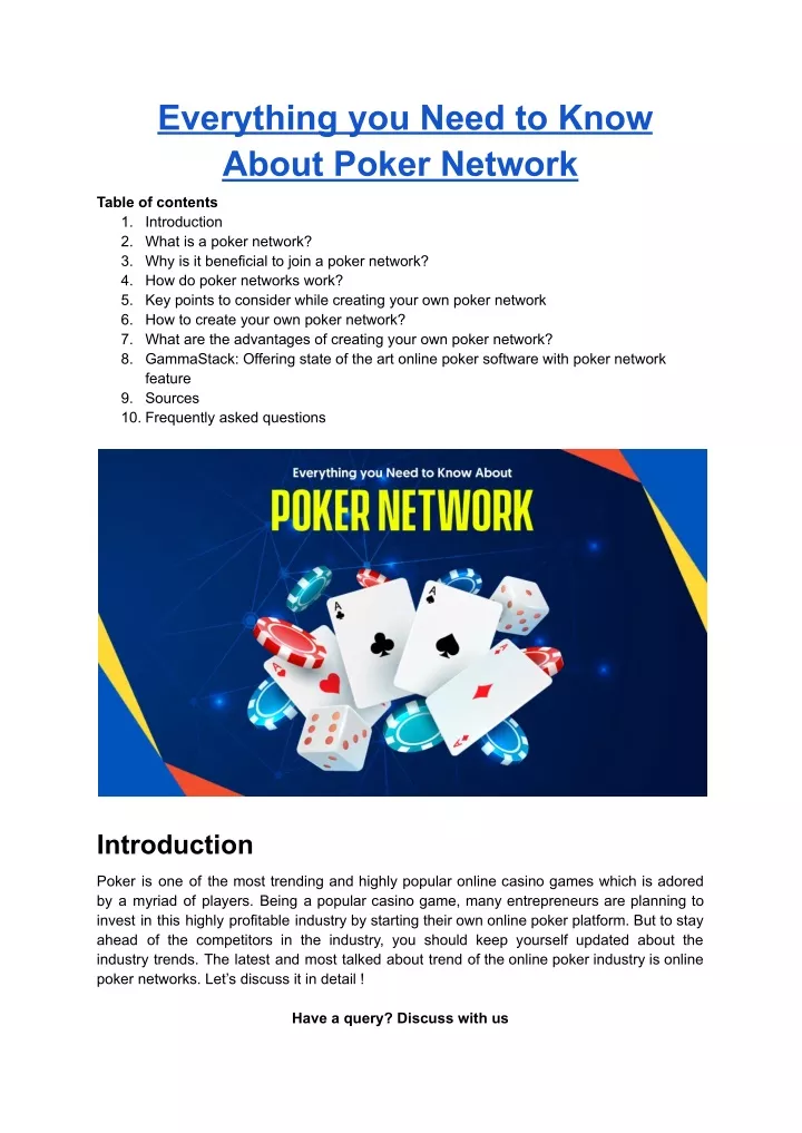 everything you need to know about poker network