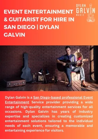 Event Entertainment & Guitarist for Hire in San Diego  Dylan Galvin