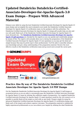 Databricks-Certified-Associate-Developer-for-Apache-Spark-3.0 PDF Dumps To Accel