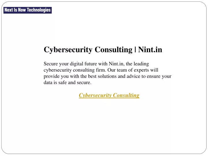 cybersecurity consulting nint in secure your