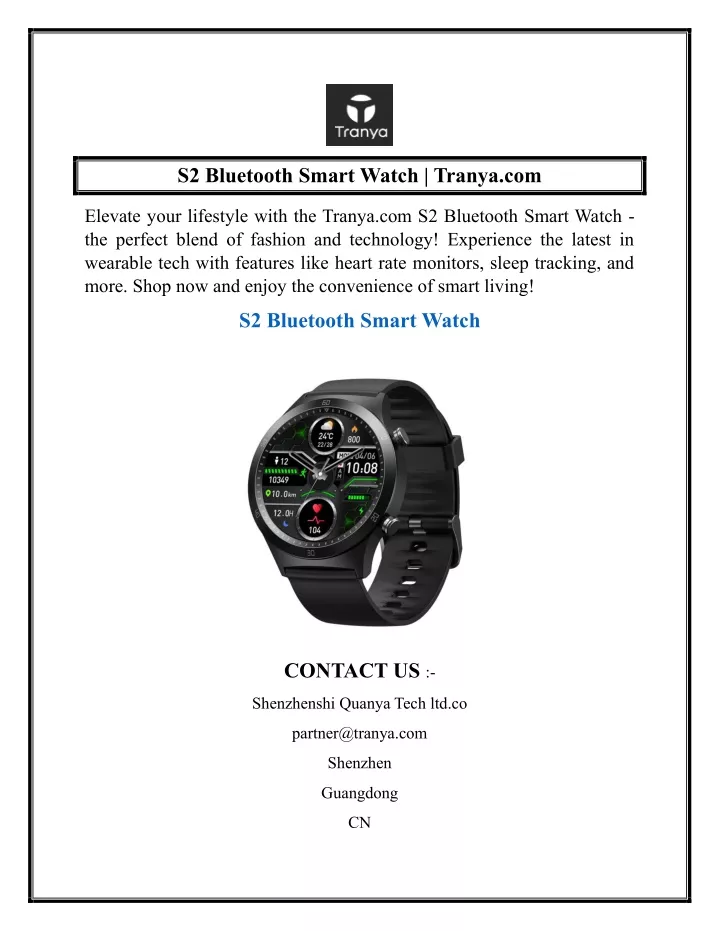 s2 bluetooth smart watch tranya com