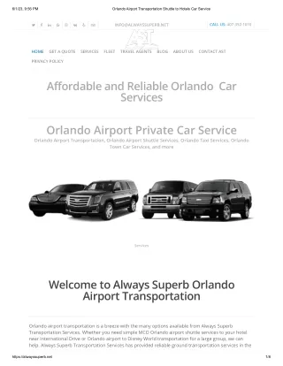 Orlando Airport Transportation Shuttle to Hotels Car Service