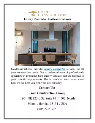 Luxury Contractor  Goldconstruct