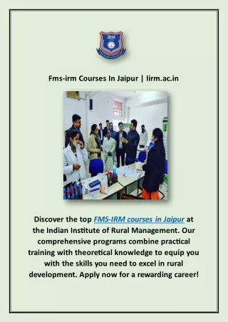 fms irm courses in jaipur iirm ac in