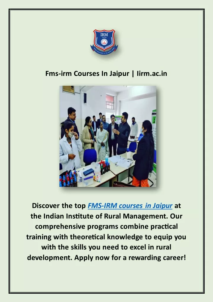 fms irm courses in jaipur iirm ac in