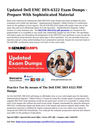 DES-6322 PDF Dumps To Accelerate Your Dell EMC Journey