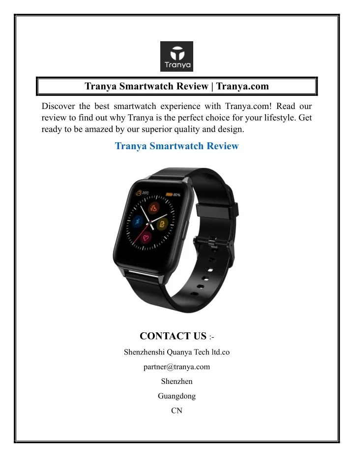 tranya smartwatch review tranya com