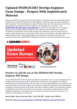 DevOps-Engineer PDF Dumps The Ultimate Supply For Preparation