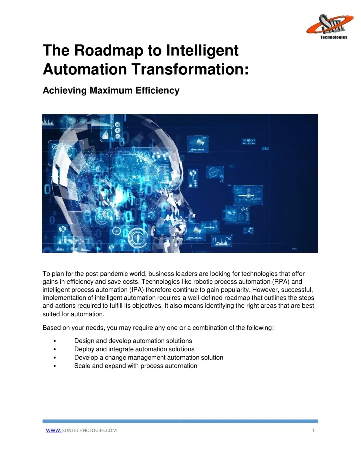 the roadmap to intelligent automation transformation