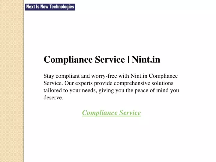 compliance service nint in stay compliant