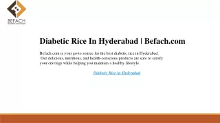 Diabetic Rice In Hyderabad  Befach.com