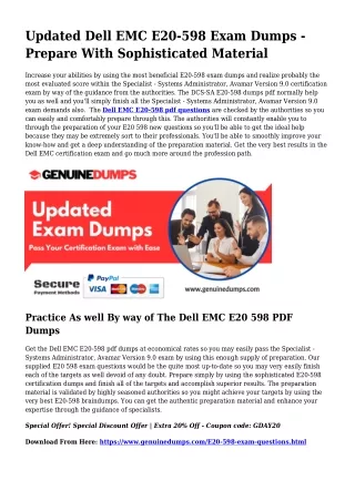 E20-598 PDF Dumps - Dell EMC Certification Made Uncomplicated