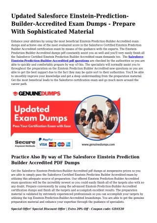 Einstein-Prediction-Builder-Accredited PDF Dumps The Ultimate Source For Prepara