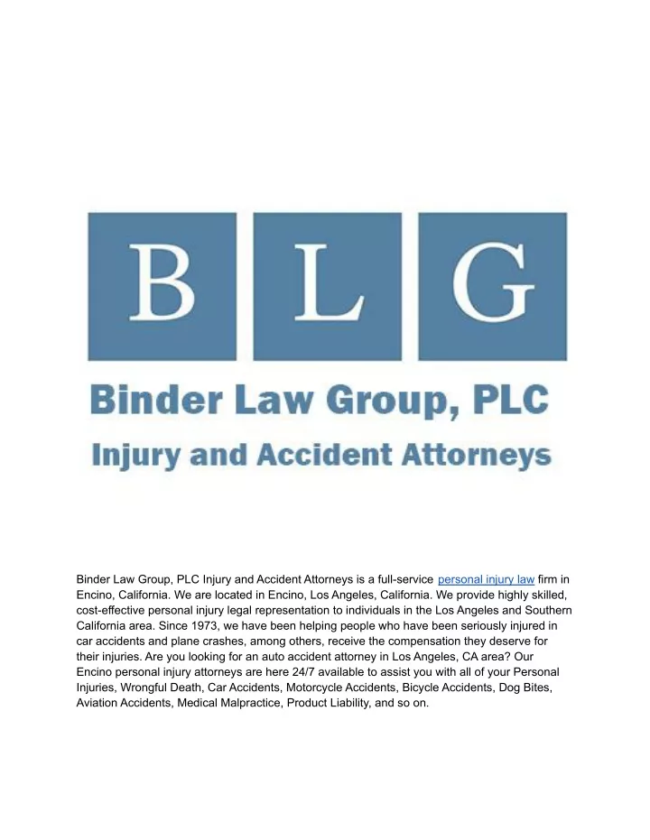 binder law group plc injury and accident
