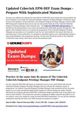 EPM-DEF PDF Dumps For Greatest Exam Success