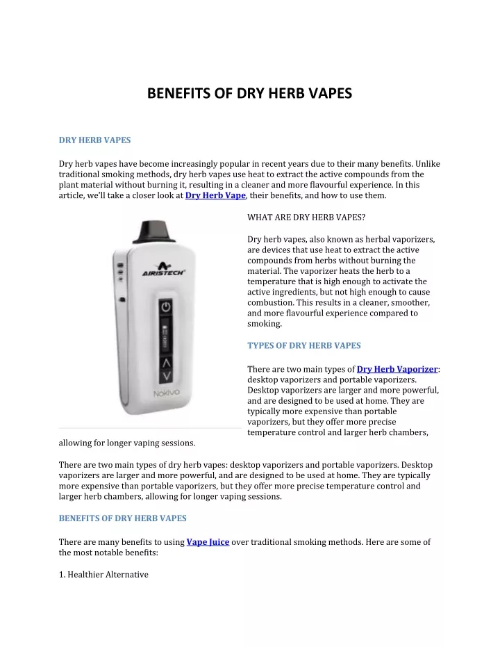 benefits of dry herb vapes