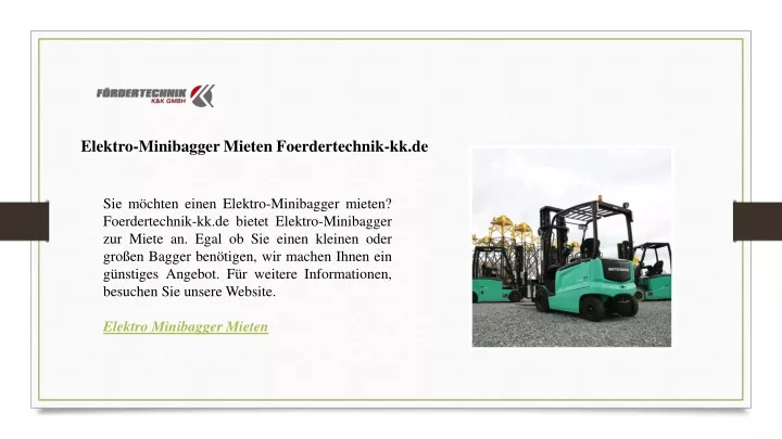 elektro minibagger mieten foerdertechnik kk de