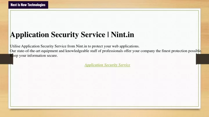 application security service nint in utilise