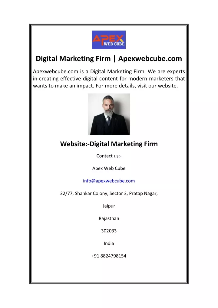 digital marketing firm apexwebcube com