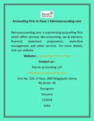 Accounting Firm in Pune  Patronaccounting
