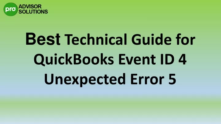 best technical guide for quickbooks event