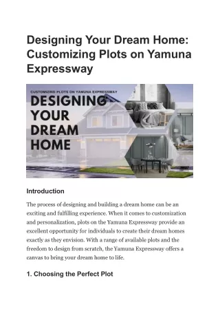 Designing Your Dream Home: Customizing Plots on Yamuna Expressway